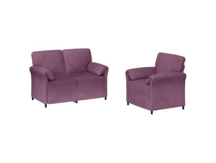 Coespram Sofa Set 2-teilig Samt Polstersofa Couch Garnitur Lila Stilvolles 2er und 1er Couch-Set mit weichem Samtbezug und stabilem Metallrahmen für Wohnzimmer und Gästezimmer.