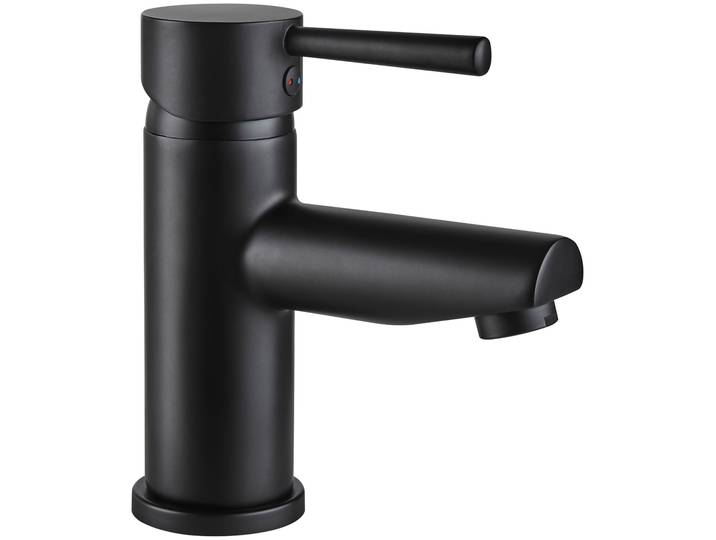Waschtischarmatur WELLTIME Paris black , schwarz, B:5,5cm H:16,2cm T:14,8cm, Messing, Armaturen, Waschtischarmatur, bleifreie Edelstahl-Armatur, Waschtischarmatur mit starren Auslauf