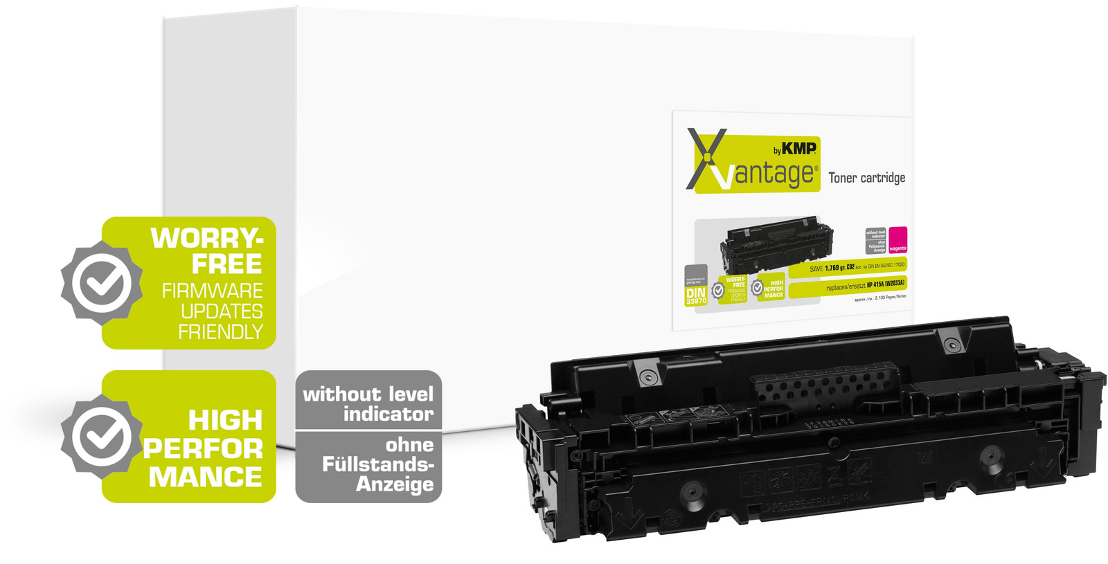 KMP XVantage Toner HP415A W2033A Magenta Remanufactured 2100 Pagina's
