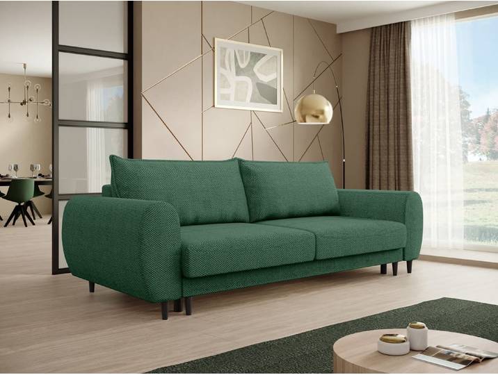 BEAUTYSOFA Modernes Sofa CORTEZ - Couch mit Schlaffunktion & Bettkasten - Dunkelgrün