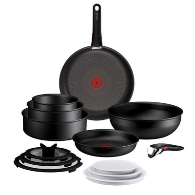 Pfannen-Set TEFAL "Ingenio Excellence Fusion", schwarz, Pfannen, abnehmbarer Ingenio-Griff, Thermo-Signal, stapelbar, Induktion