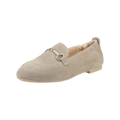 Slipper NERO GIARDINI "Nero Giardini Slipper Veloursleder", Damen, Gr. 37, Leder, beige, Veloursleder, Schuhe Slipper