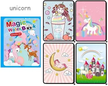 Color Me Creative Kids Water Drawing Book, Reusable Design, Portable Travel Toy, Holiday Christmas Gift 4 unicorn
