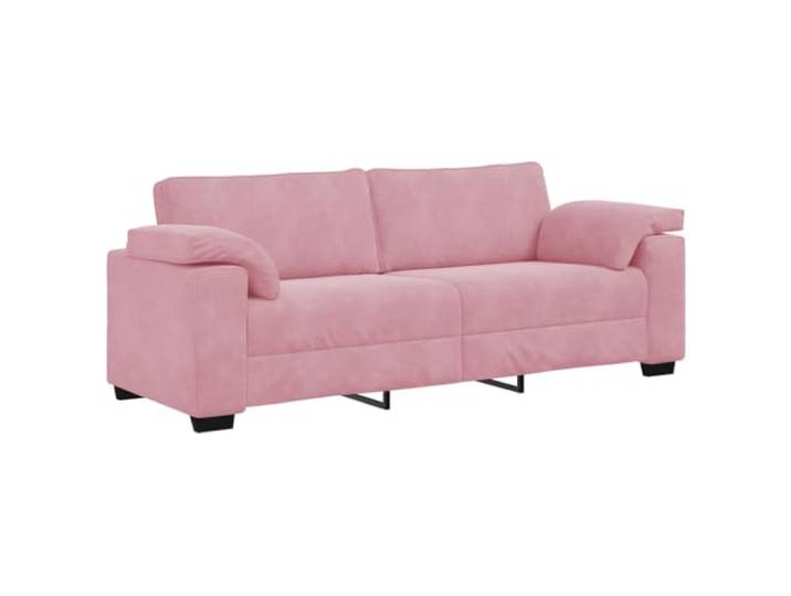 KUTYWEXFM 3-Sitzer-Sofa Samt Couch Rosa mit Kissen 220x77x82 cm Eleganter Samtbezug in Rosa und stabile Holz-Metall-Beine für Wohnzimmer, Schlafzimmer oder Empfangsbereich.