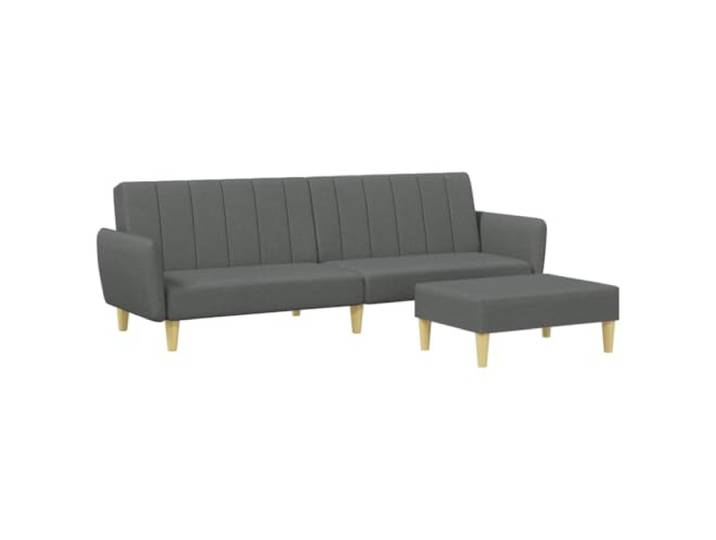 vidaXL Schlafsofa 2 Sitzer mit Fußhocker, Bettsofa mit Holzrahmen, Tagesbett für Wohnzimmer, Schlafcouch Klappsofa, Modern, Dunkelgrau Stoff