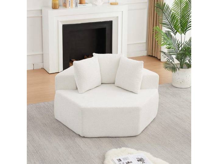 Fauteuil Individuel Hexagonal Modulable en Chenille Canapé Monoplace de Style Moderne pour Salon