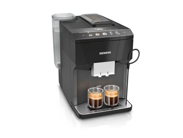 Siemens Kaffeevollautomat EQ500 classic, farbiges TFT-Display, 5 Kaffee- und Milchgetränke, Doppeltassenfunktion, einfache Reinigung, entnehmbare Brüheinheit, mit Milchschlauch, Schwarz, TP511E19