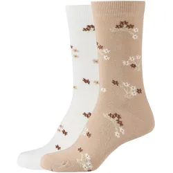 2er Pack s.Oliver Originals Baumwolle Flower Crew Socken Damen 1250 - mojave desert 35-38