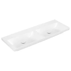 Villeroy und Boch Subway 3.0 Schrank-Doppelwaschtisch 4A71D3R1 130x47cm, ohne Hahnloch/ohne Überlauf, weiß C-plus