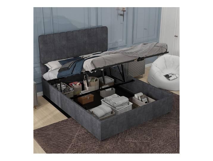 HAUSS SPOLE Polsterbett 160x200 Stauraumbett aus Samt,Doppelbett Jugendbett mit Matratze (Bettgestell Multifunktionsbett mit bequemer Rückenlehne), ausreichend Speicherplatz