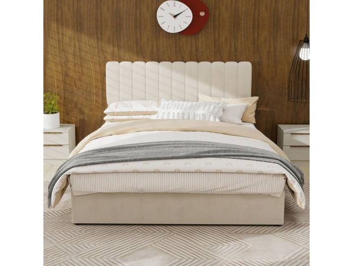 Cadre de lit - 140x200 - Rembourré velours - Tête Confort - Rangement relevable