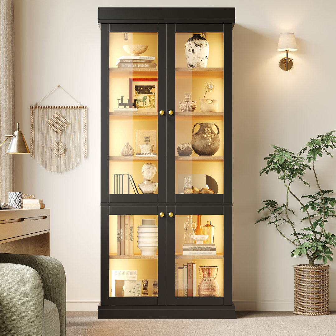 LIFE CARVER 180cm Kitchen cabinet with LED Light Black 80cm W X 180cm H X 40cm D