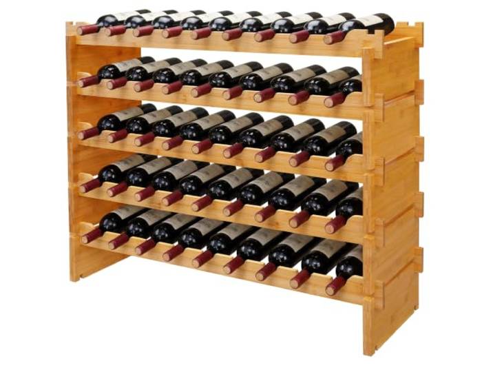 Relaxdays Casier à vin\, 45 bouteilles\, bambou\, 68 x 85 x 25\,5 cm\, naturel vin rouge et blanc\, empilable
