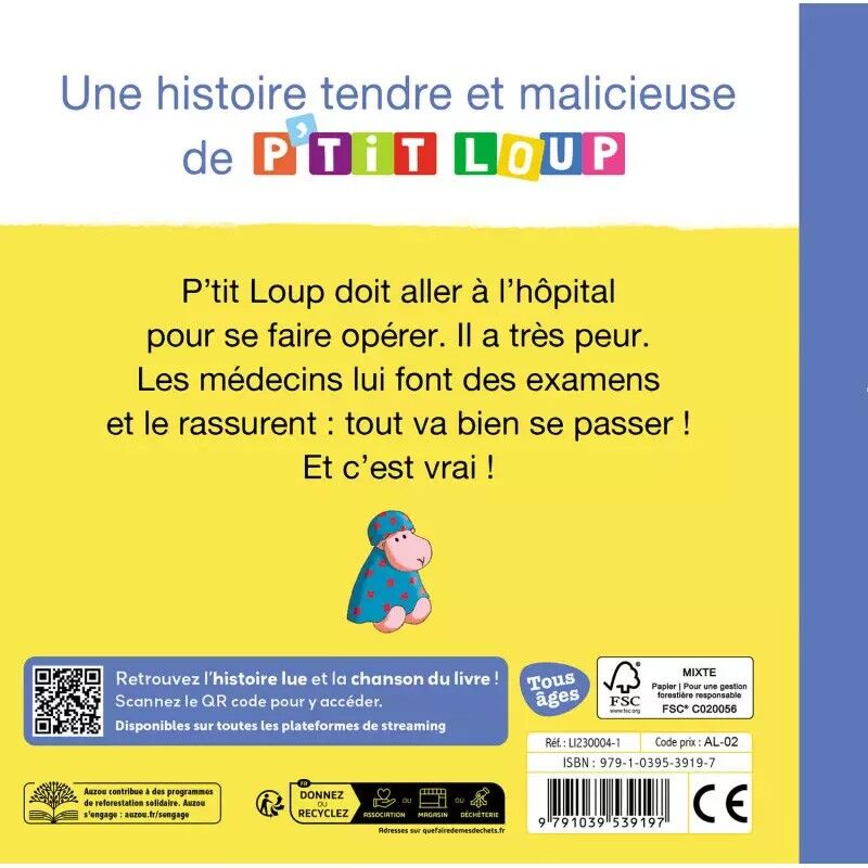 Mes p'tits albums : P'tit loup va à l'hôpital - Auzou