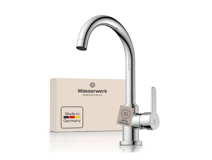 WASSERWERK Spültischarmatur WK 5, Wasserhahn, Küche, Einhebelmischer 360° schwenkbar, Cold-Start-Funkt., geräuscharm