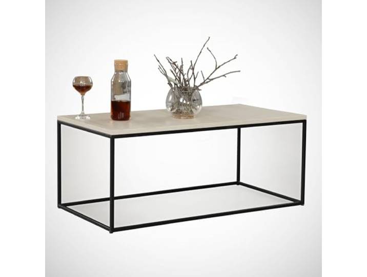 Hanah Home Moderner Couchtisch, Eichenoptik, 95 x 55 x 43 cm 100% melaminbeschichtete Spanplatte, 18 mm stark Stabile Metallbeine, Industriedesign