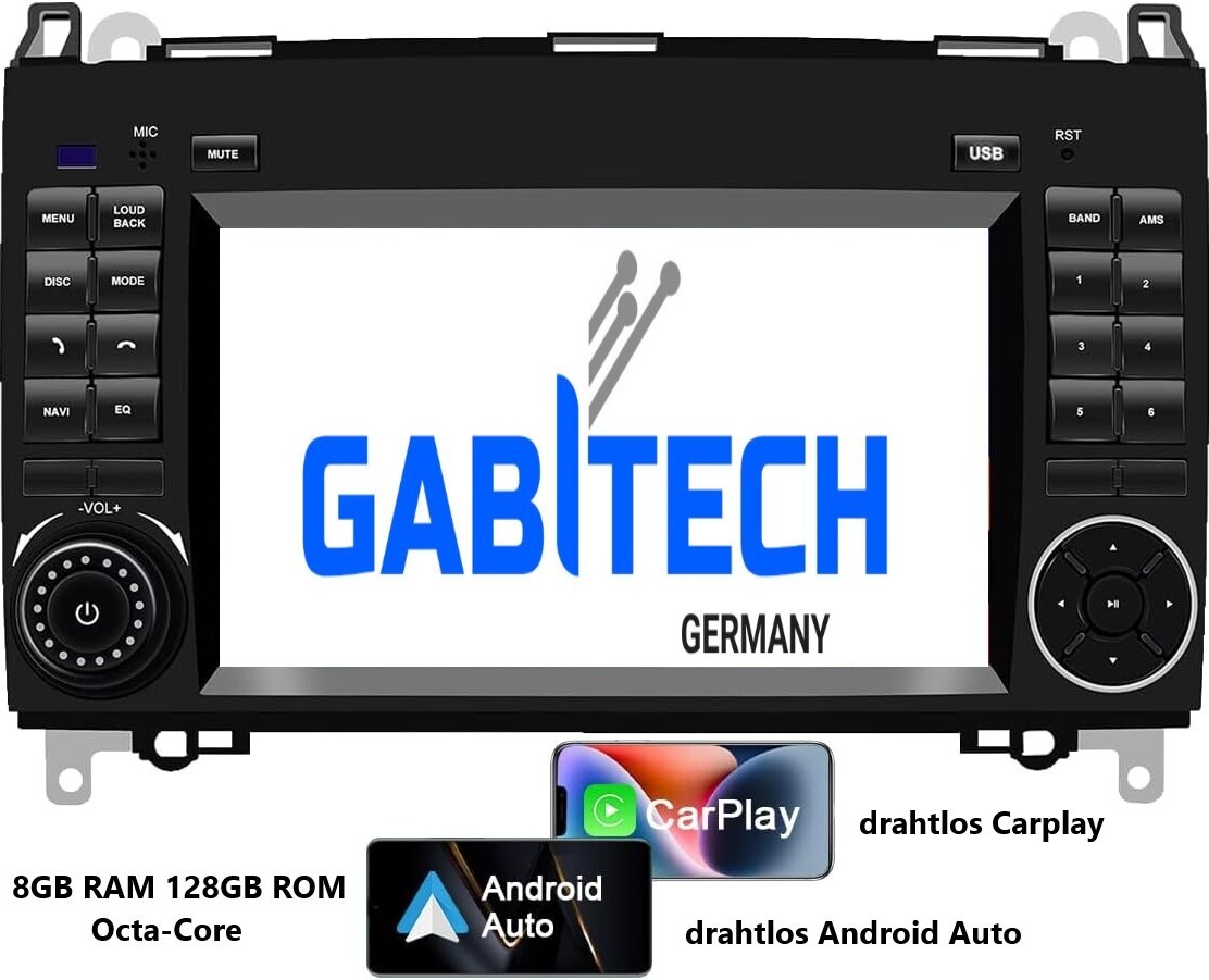 für Mercedes A B Sprinter Vito Viano VW Crafter.. 7 Zoll Android 13 Autoradio GPS Navi Wifi RDS Drahtlos Carplay und Android. 8GB RAM 128GB ROM
