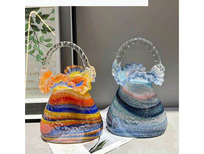 Vase en vitrail, panier, sac à main, Vase à fleurs, accessoires d'arrangement Floral, Terrarium en verre, accessoires de décoration pour la maison