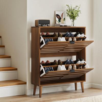 "Javlergo 31.5"" Shoe Cabinet with 2 Flip Drawers Freestanding Slim Storage Rack with Adjustable Shelves for Entryway & Hallway"