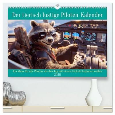 Der tierisch lustige Piloten-Kalender (hochwertiger Premium Wandkalender 2026 DIN A2 quer), Kunstdruck in Hochglanz
