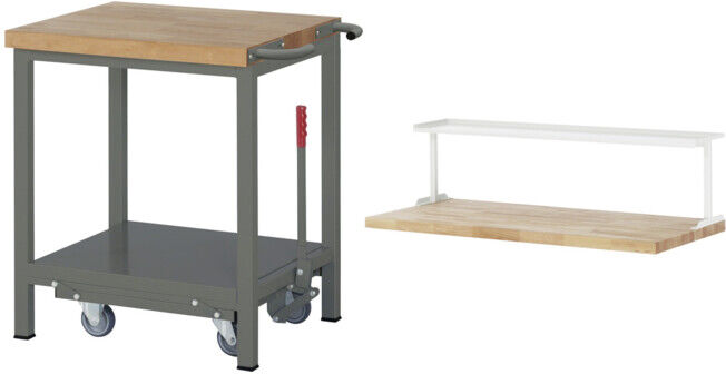 Set STIER Werkbank Premium mit abs. Fahrgestell BxTxH 750x700x880mm + Ablage...
