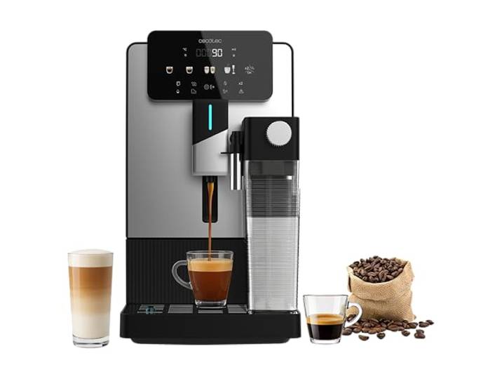 Cecotec Kaffeevollautomat Cremmaet Latte Art Elite, 19 Bar, Thermoblock, 6 Getränke auf Knopfdruck, integrierter 400 ml Milchtank, 150 g Bohnenbehälter mit Kegelmahlwerk, 1,1 L Tank, Auto-Reinigung