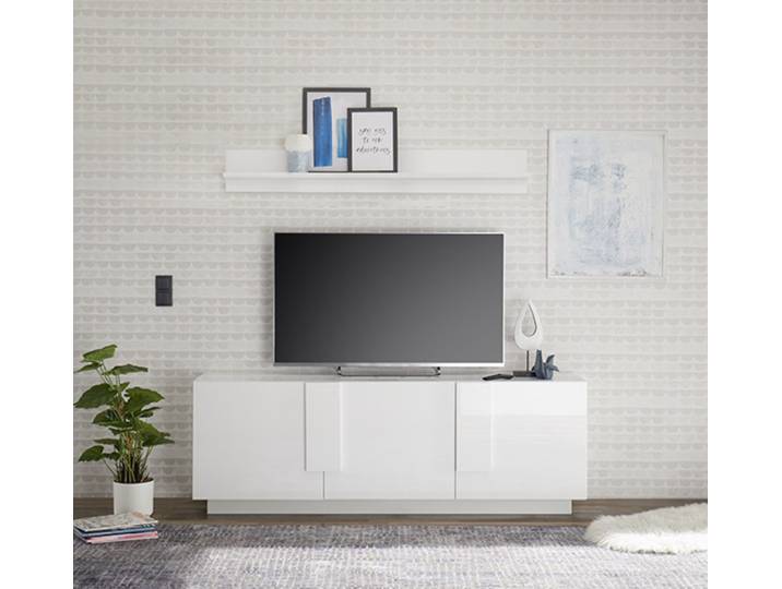 Meuble tv Kaspi blanc brillant - Basika