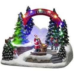Konstsmide 4244-000 LED-Fensterbild Weihnachtsmann mit Kind Mehrfarbig LED Bunt mit Schalter, mit Musik