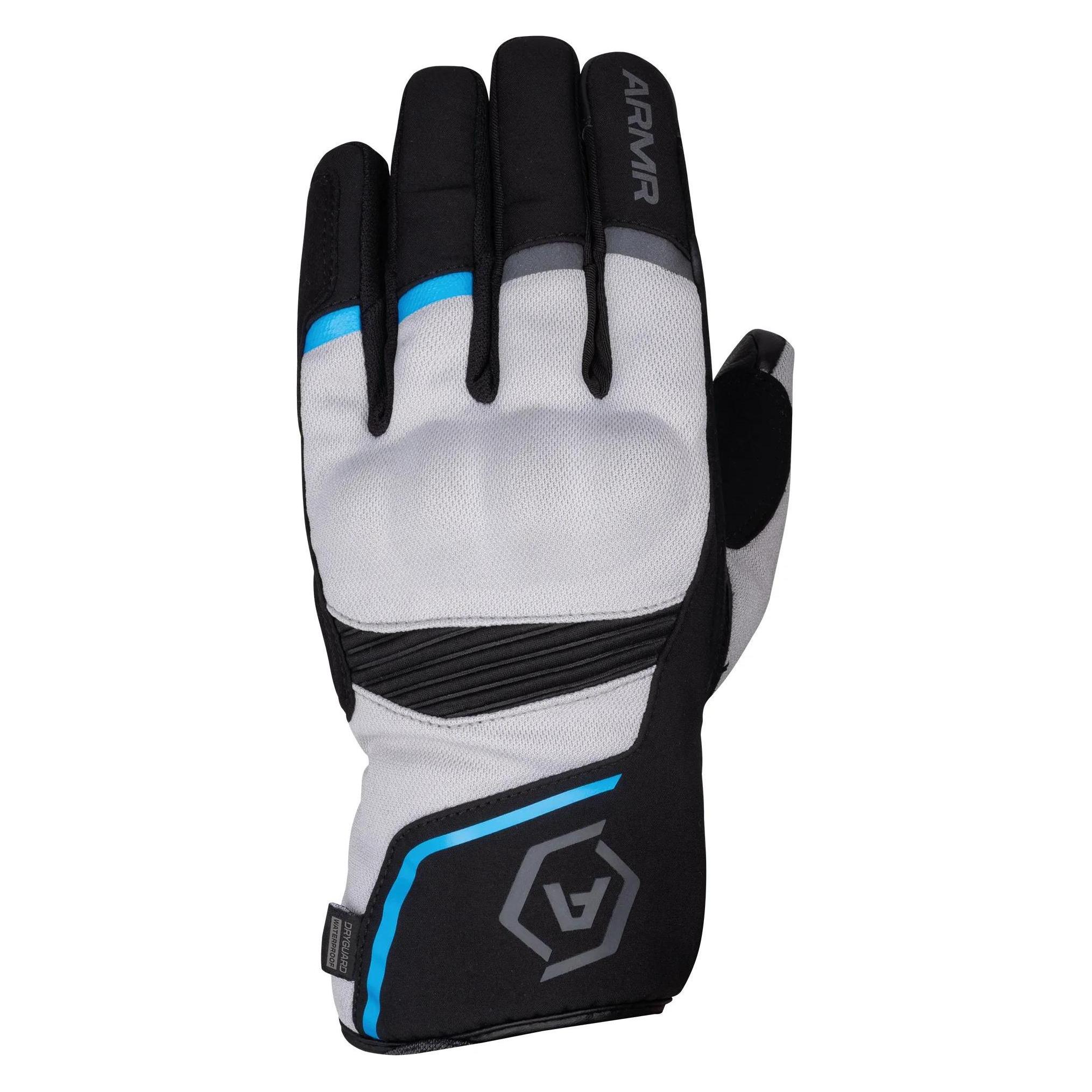 Armr Oxford Eyoshi 3.0 wasserdichte Herren Motorradhandschuhe, Schwarz/Hellgrau/Blau, 3XL (Herren, 3XL) (ARMG2305023XL)
