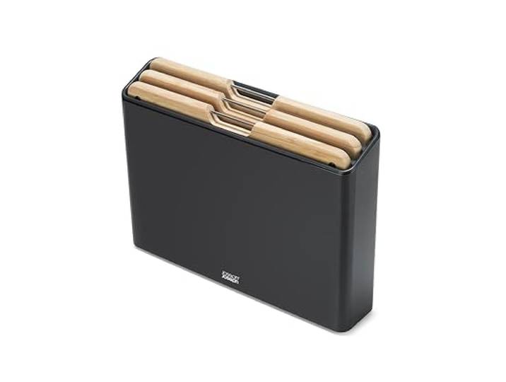 Joseph Joseph Folio 3-teiliges Schneidebrett-Set aus Bambusholz, Edelstahl Ständer, Küche Organizer