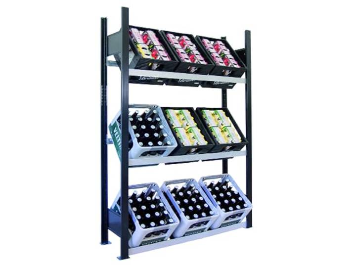 SCHULTE Regalwelt Getränkekistenregal für bis zu 9 Kisten, 180x106x30 cm (HxBxT), Traglast pro Ebene 60 Kg, schwarz-silber