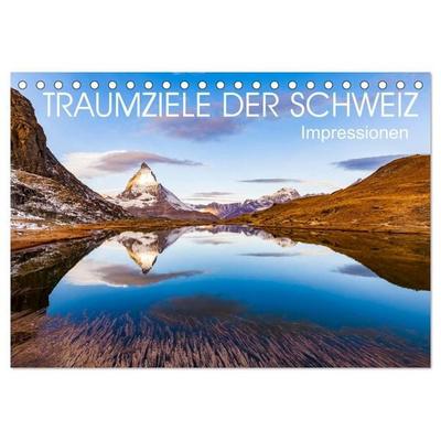 TRAUMZIELE DER SCHWEIZ Impressionen (Tischkalender 2027 DIN A5 quer), CALVENDO Monatskalender