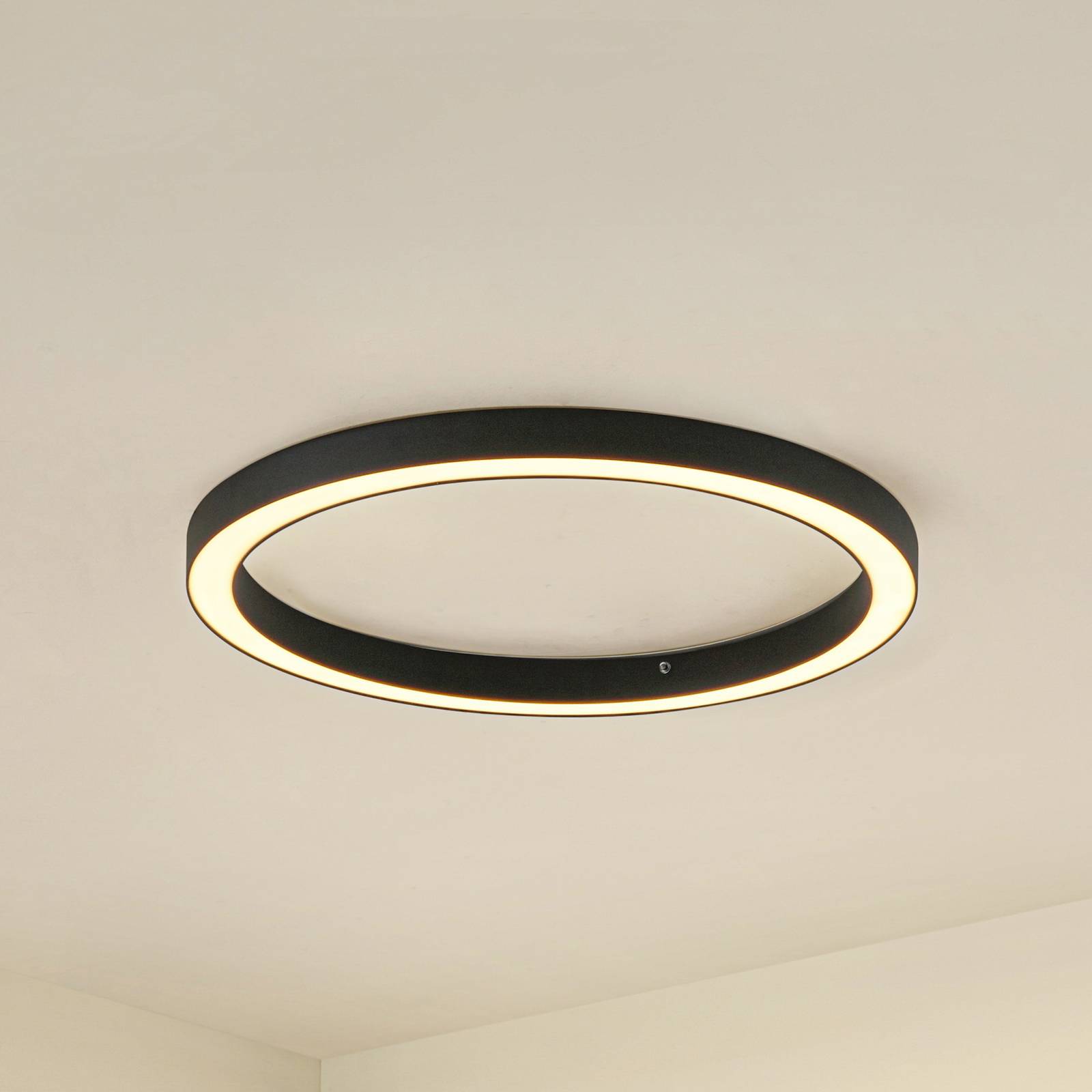 LED Ceiling Light Neor Lucande, dimmable, Black, Hallway, metal, Modern, Ceiling Light