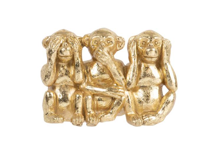 Figur mit 3 Affen, gold, H7cm