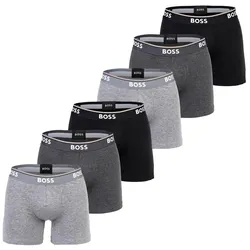 BOSS Herren Boxershorts, 6er Pack - Boxer Briefs 6P Power, Cotton Stretch, Logo Grau / M