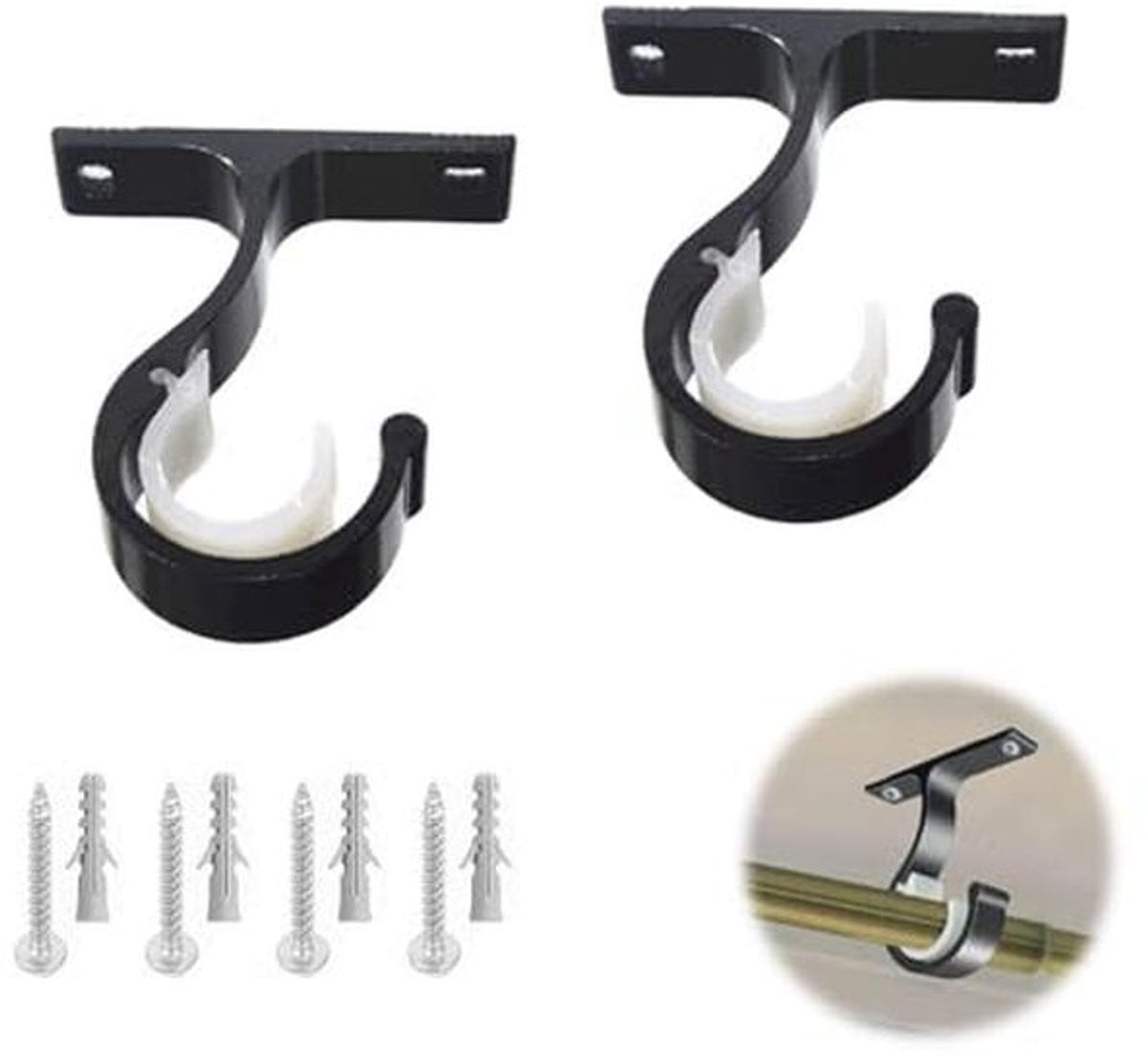 Set van 2 zware plafondgordijnroede houders voor 28 mm diameter