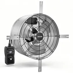 VEVOR Giebellüfter 38cm Dachbodenlüfter mit 2208,7m3/h Luftstrom Silber, Kühlung & Luftzirkulation für Dachboden Garage & Werkstatt, Kohlenstoffstahlgehäuse, mit Thermostat Netzkabel & Steuerkabel