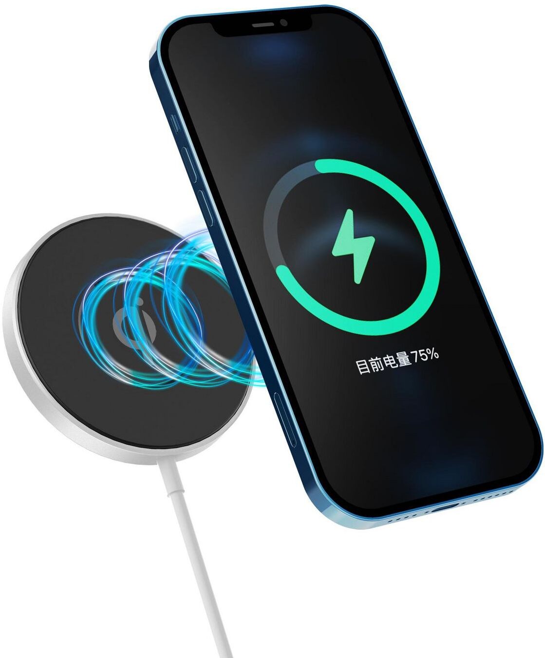 eSTUFF Magnetic Wireless Charger 15W for iPhone 12/13 Series (MagSafe Compatible), 1.2 m USB-C Cable - Aluminium (ES638100)