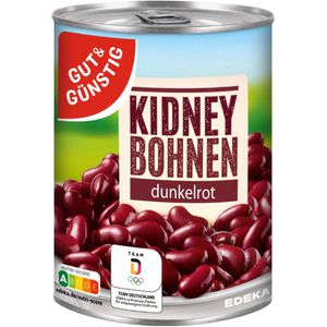 Gut&Günstig Gemüsekonserve Kidneybohnen dunkelrot, ohne Zuckerzusatz, in der Dose, 400 g