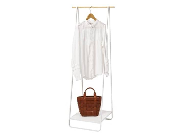 YAMAZAKI 2297 TOWER Coat Rack\, white\, Steel/Wood\, 52 x 47 x 140 cm