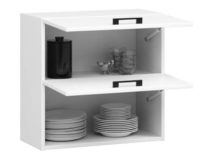 BDW - Küchenschrank Hängend - Oberschrank Küche - Weiß - 60x30x58cm, mit 2 x Klapptür und Griff - Küchenschränke Einzeln, Wandschrank, Küchenhängeschrank - OLIWIA G2 1 STK
