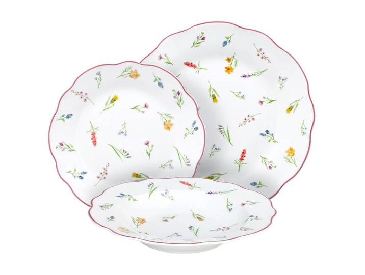 Kombiservice Millefiori Keramik 6 Personen Blumendekor