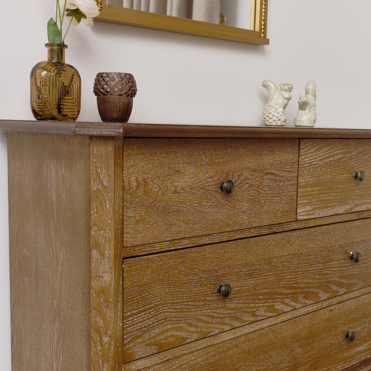 4 Drawer Dark Wood Chest of Drawers - Ashwell Range Wood, Metal