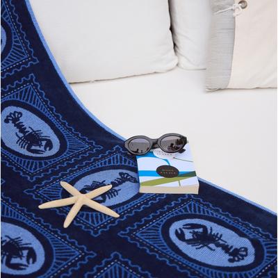 Caro Home Lobster Frame Nova Navy 100% Cotton Beach Towel 36x38