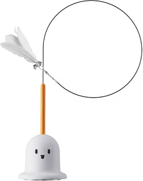 Inspire Picks FeatherFlex Suction Cup Cat Teaser Wand With Bell & Bite Resistant Design white