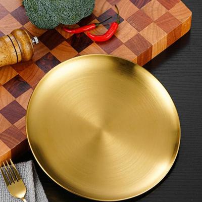 Uplifted Finds Stainless Steel Circular Barbecue Plate Dining Tray Steak Plate 17 Cm 6.69 In gold