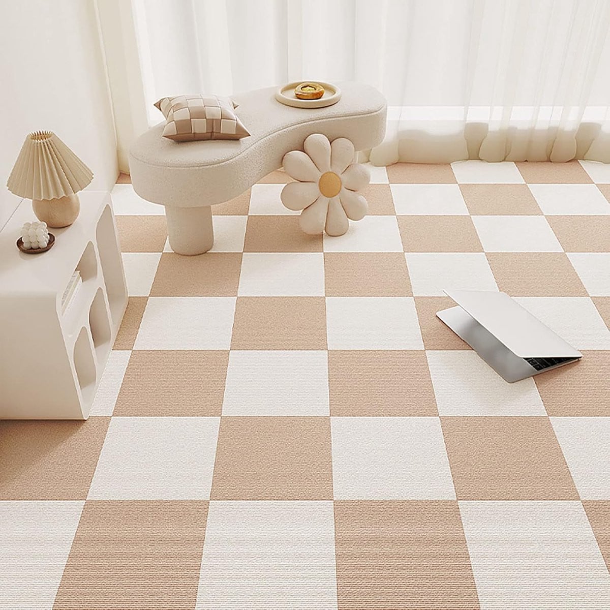 Zelfklevende Tapijttegels Peel Stick - Beige Camel - 50 x 50 cm