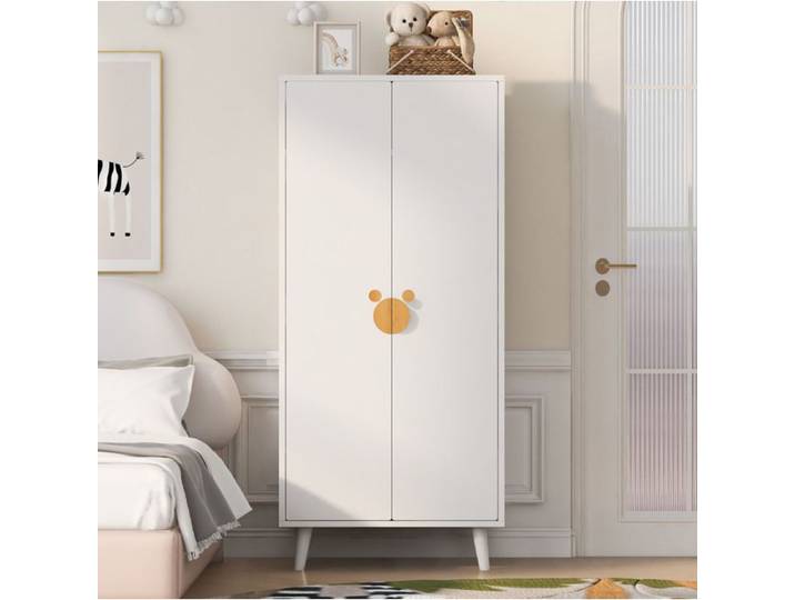 Armoire 2 Portes Blanche Armoire Moderne FloraGrace Pour Chambre Montage Facile 70x55x170cm