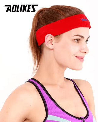 Inspire Curations AOLIKES Cotton Sweat Headband Soft Sports Headband For Running, Yoga & Fitness red