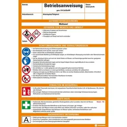 Betriebsanweisung Methanol, CLP/GHS, Kunststoff, 210x297mm, ASR A1.3, DIN EN ISO 7010